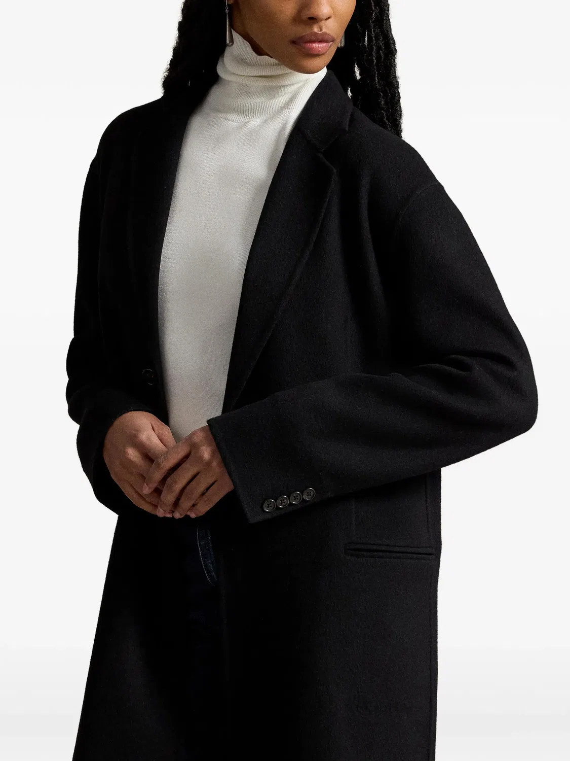 Пальто однобортное черное Polo Ralph Lauren, черный — фото 2