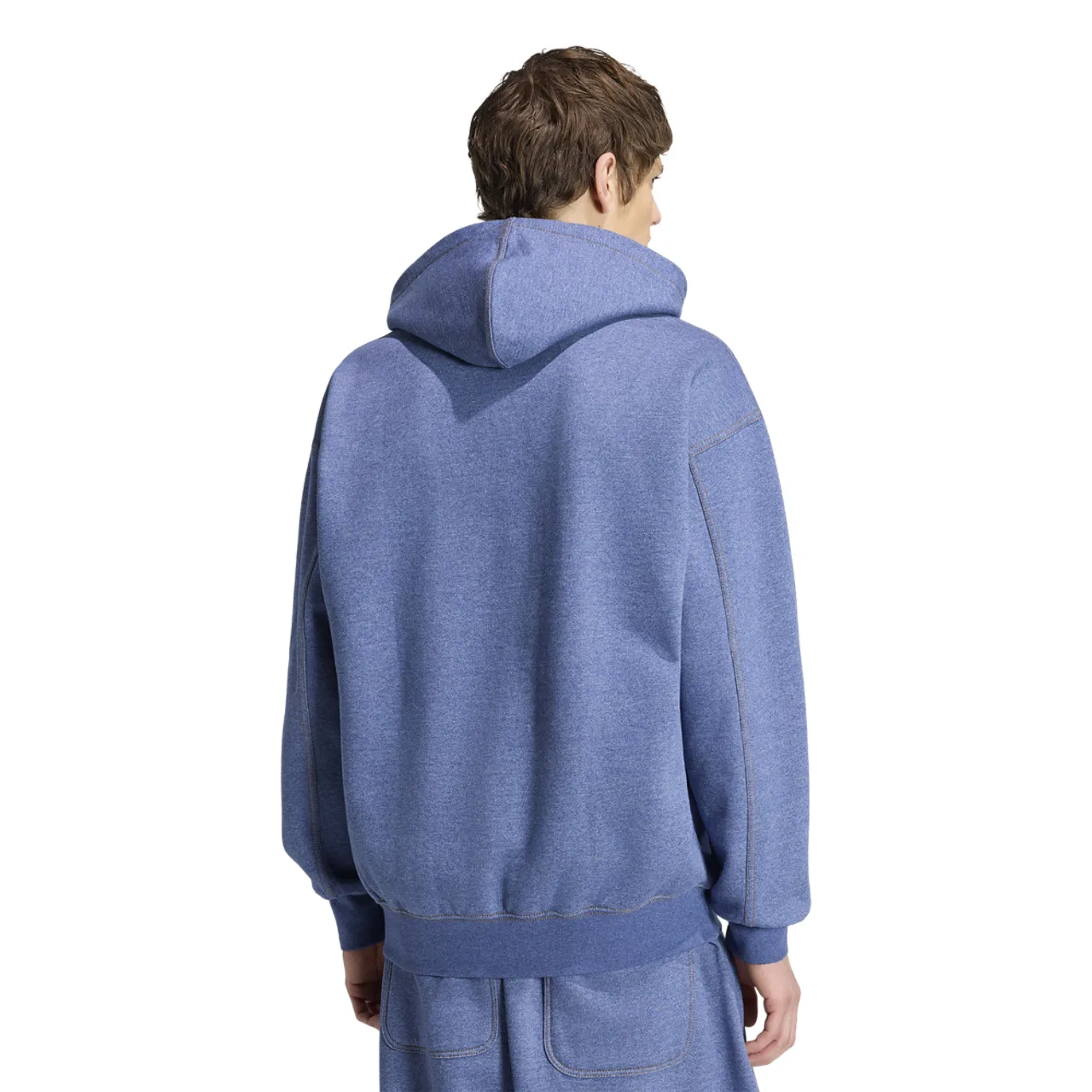 Мужская толстовка Essentials Melange Loose Hoodie Adidas, синий/белый — фото 2