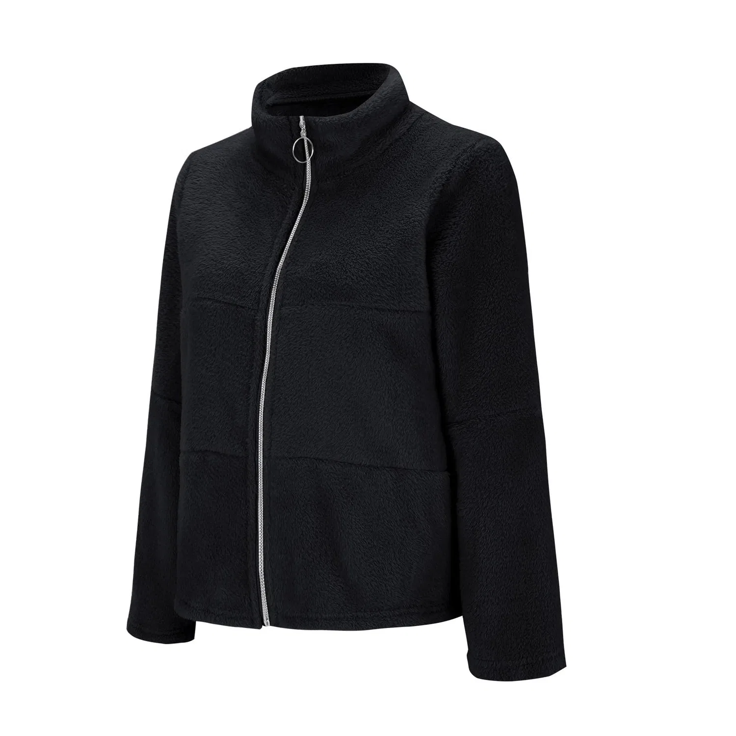 Женская куртка из искусственного меха с длинным рукавом Oversized Y2K, Black — фото 4