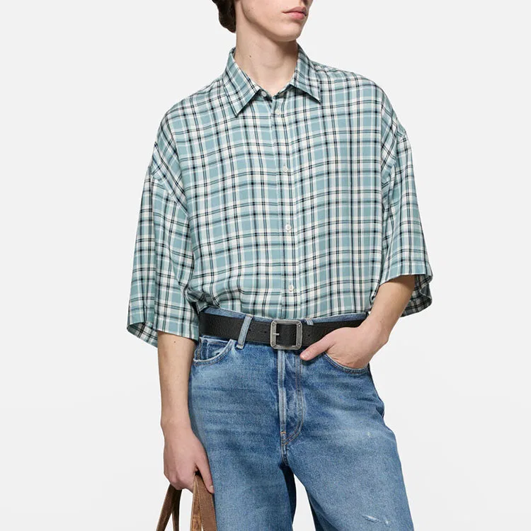 Мужская рубашка из коллекции Midsummer Capsule Collection SS26, Acne Studios, Turquoise/Blue/White — фото 4