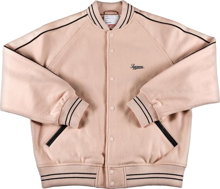 

Куртка Supreme x Jamie Reid Its All Bollocks Varsity Jacket Dusty Pink, розовый