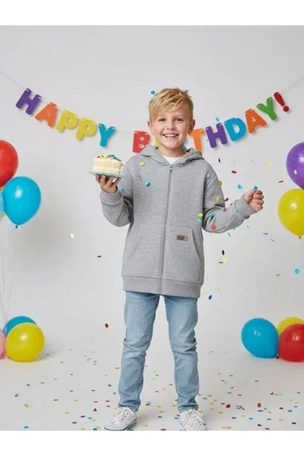 Детский хлопковый кардиган с капюшоном Zekids, Gray