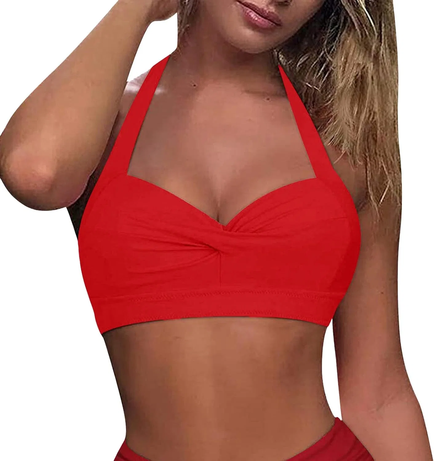 Женский бикини-топ с завязками Push Up, Red