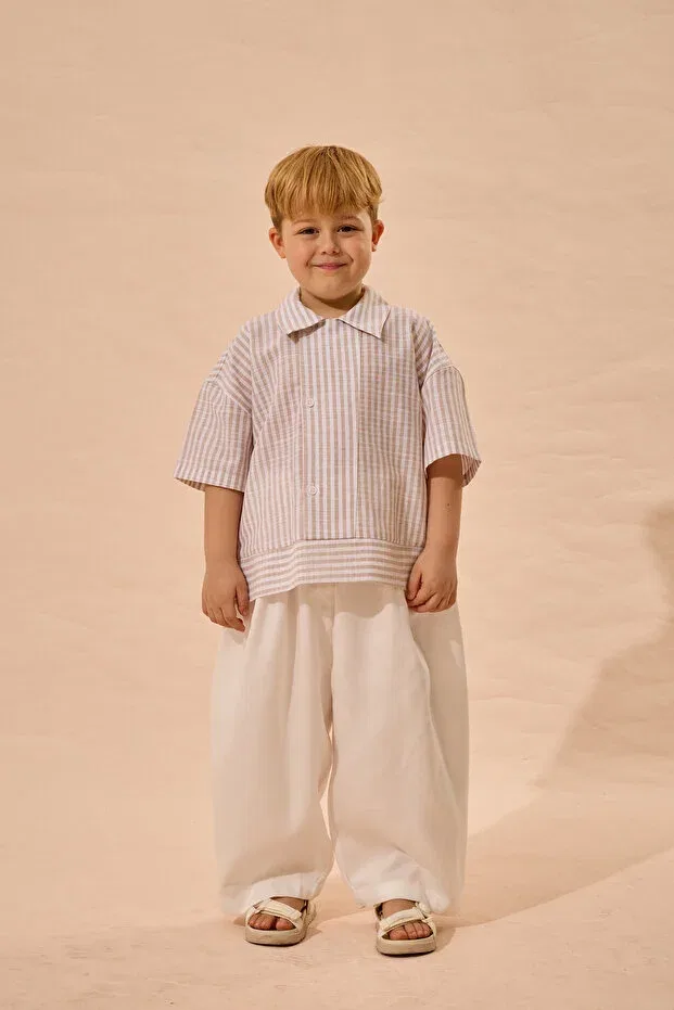 Детская рубашка для мальчиков в полоску Fahhar Kids, Beige