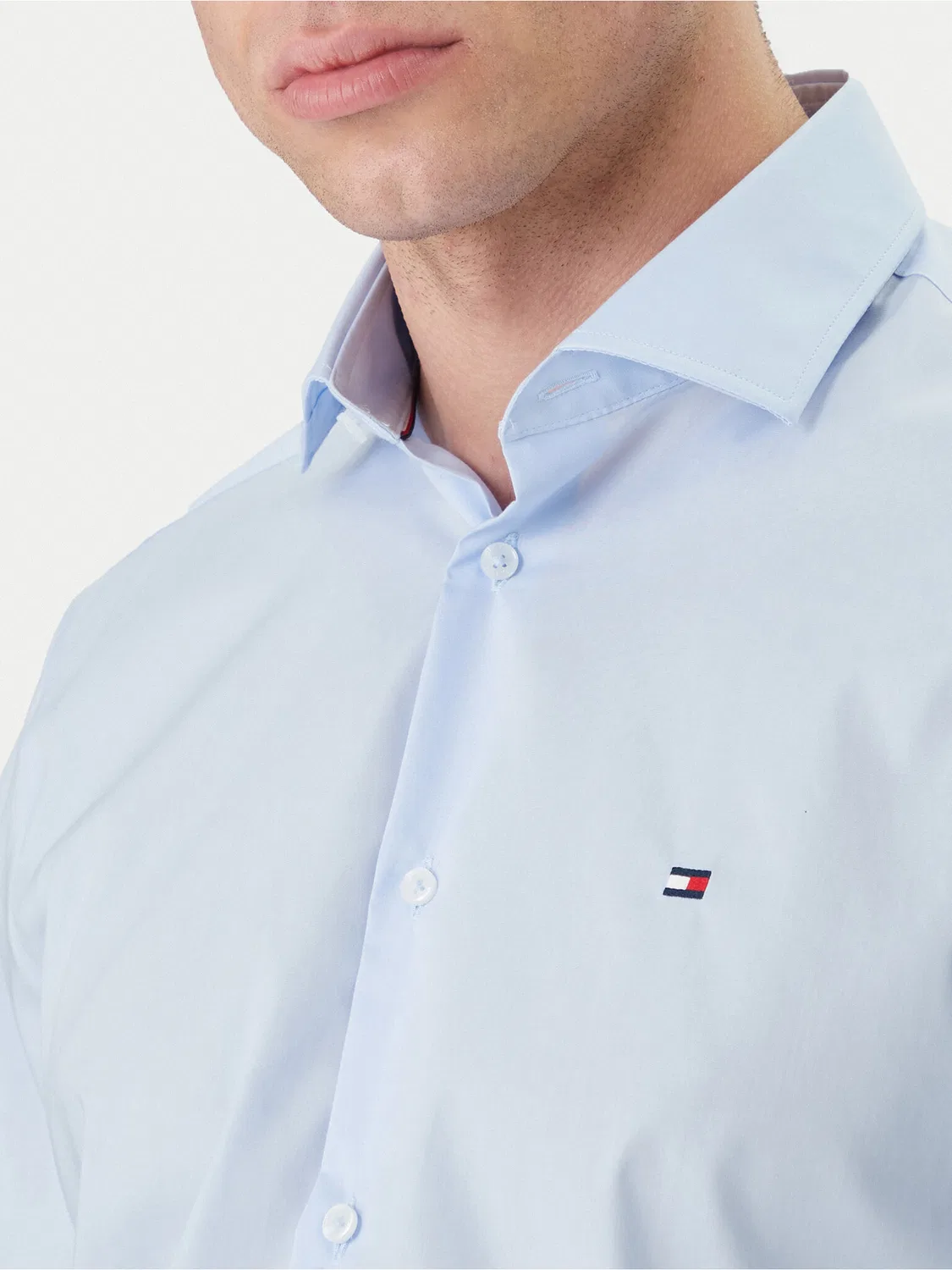 Мужская рубашка небесно-голубая приталенного кроя Tommy Hilfiger, голубой — фото 4