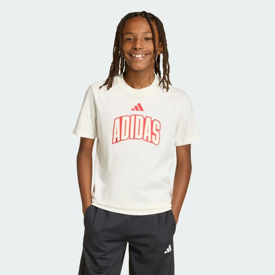Детская футболка с принтом Stadium Lettering adidas, Белый