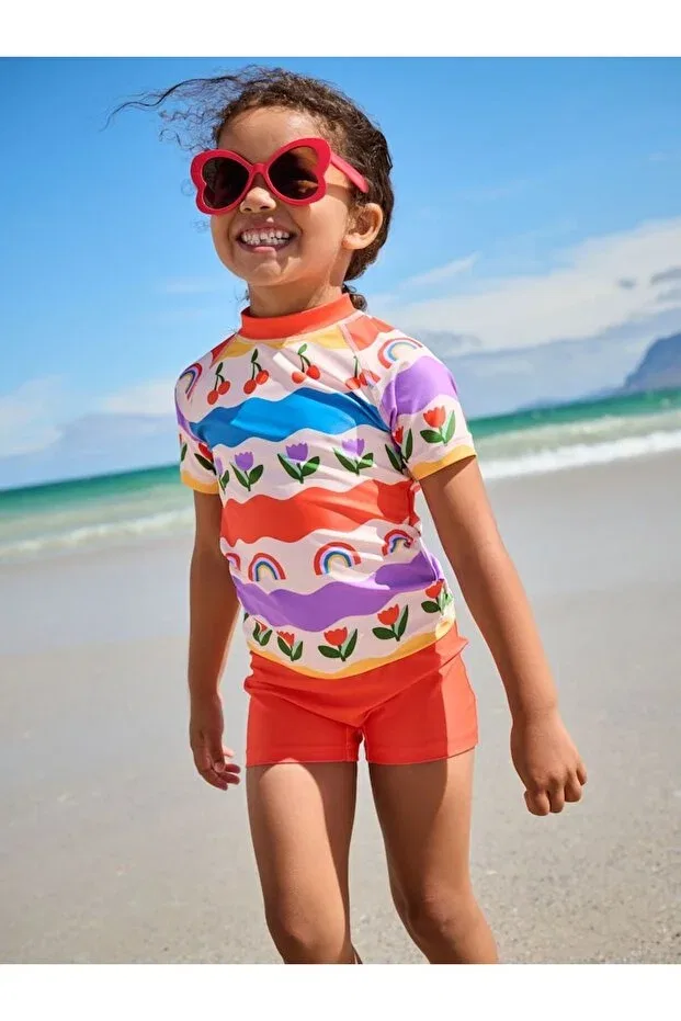Детский комплект для плавания с принтом Rainbow Patterned Sun Protection Swimsuit Set Next Baby, Multicolor