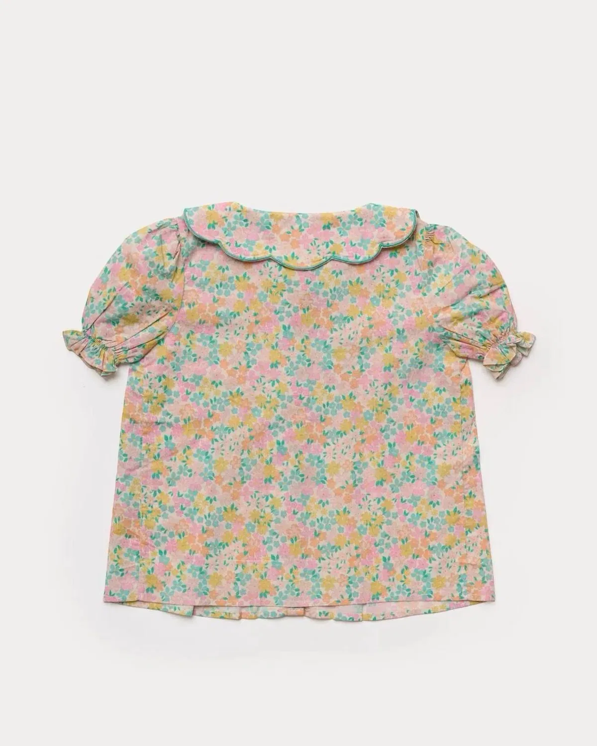 Детская блузка с коротким рукавом с воланами Camelia Floral Blouse Early Sunday, Emma Mint Print — фото 4