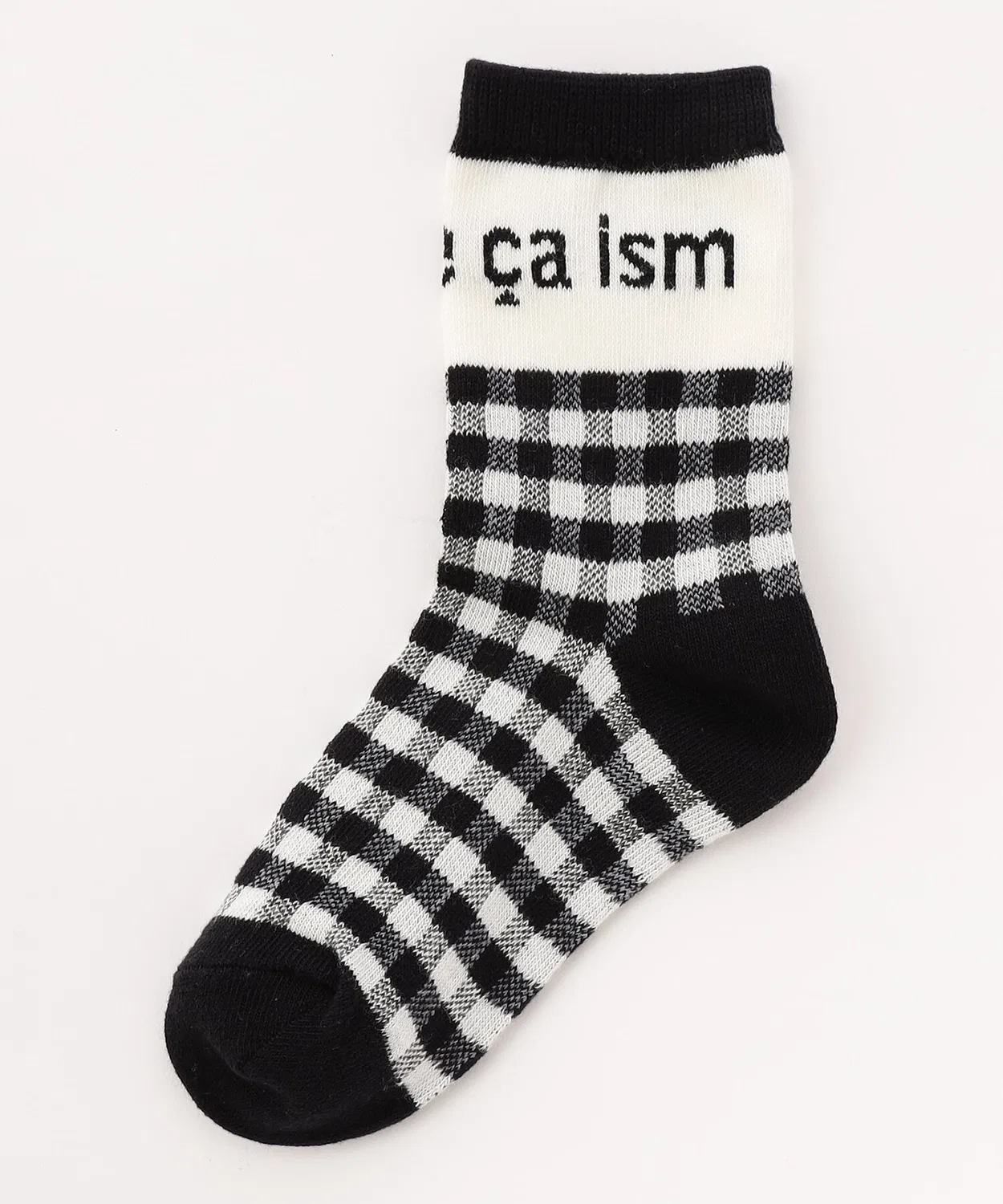Детские носки с принтом и логотипом, модель LogoxGingham Check COMME CA ISM, Black — фото 2