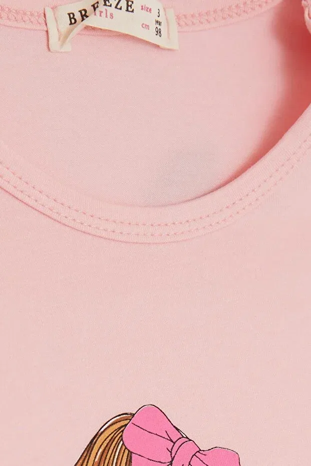 Детская футболка для девочек с принтом Cool Girl Printed, Breeze, Pink — фото 3