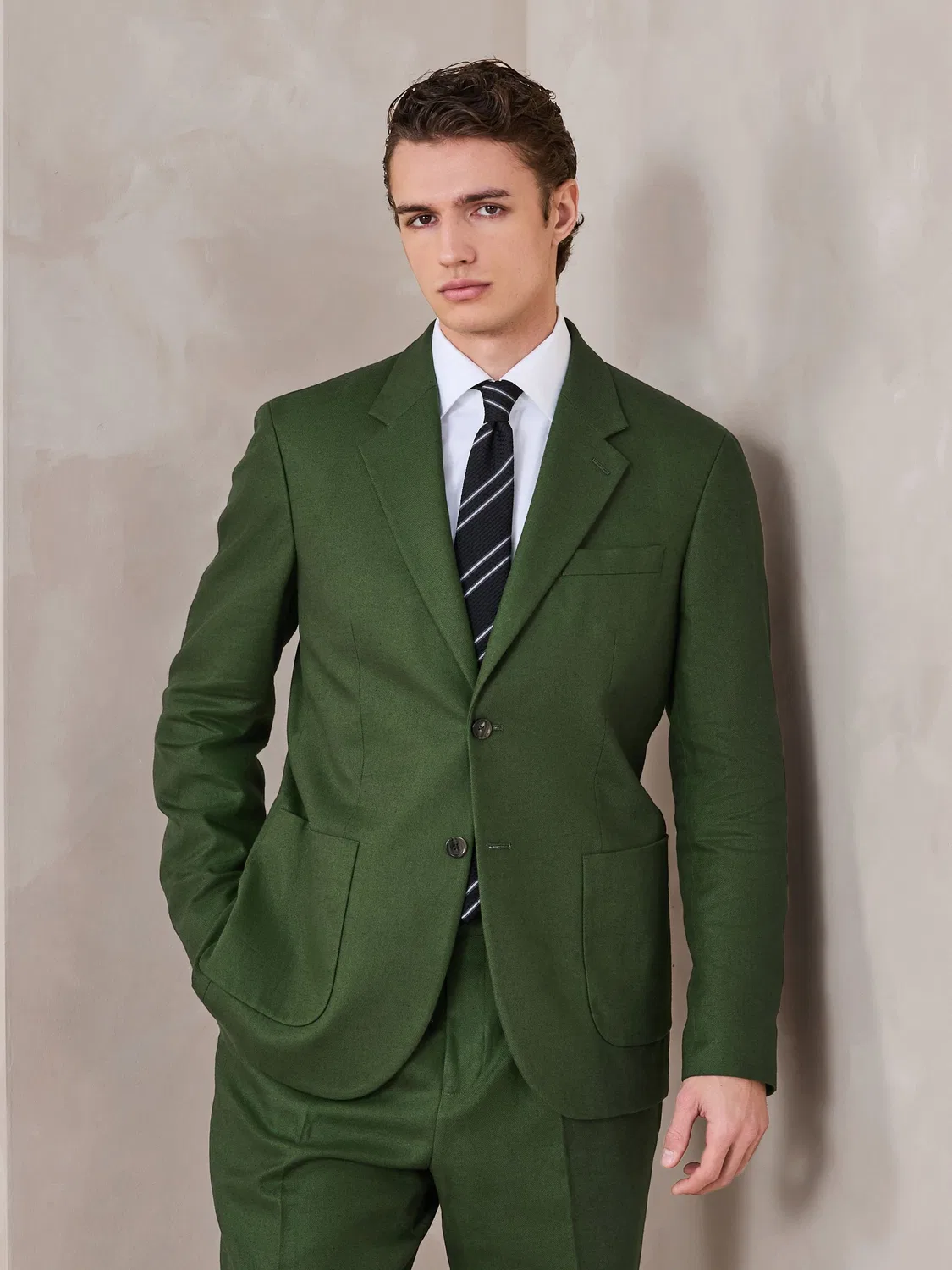 Пиджак свободного кроя Relaxed Fit из смесового льна, Green N. Next, зеленый — фото 2
