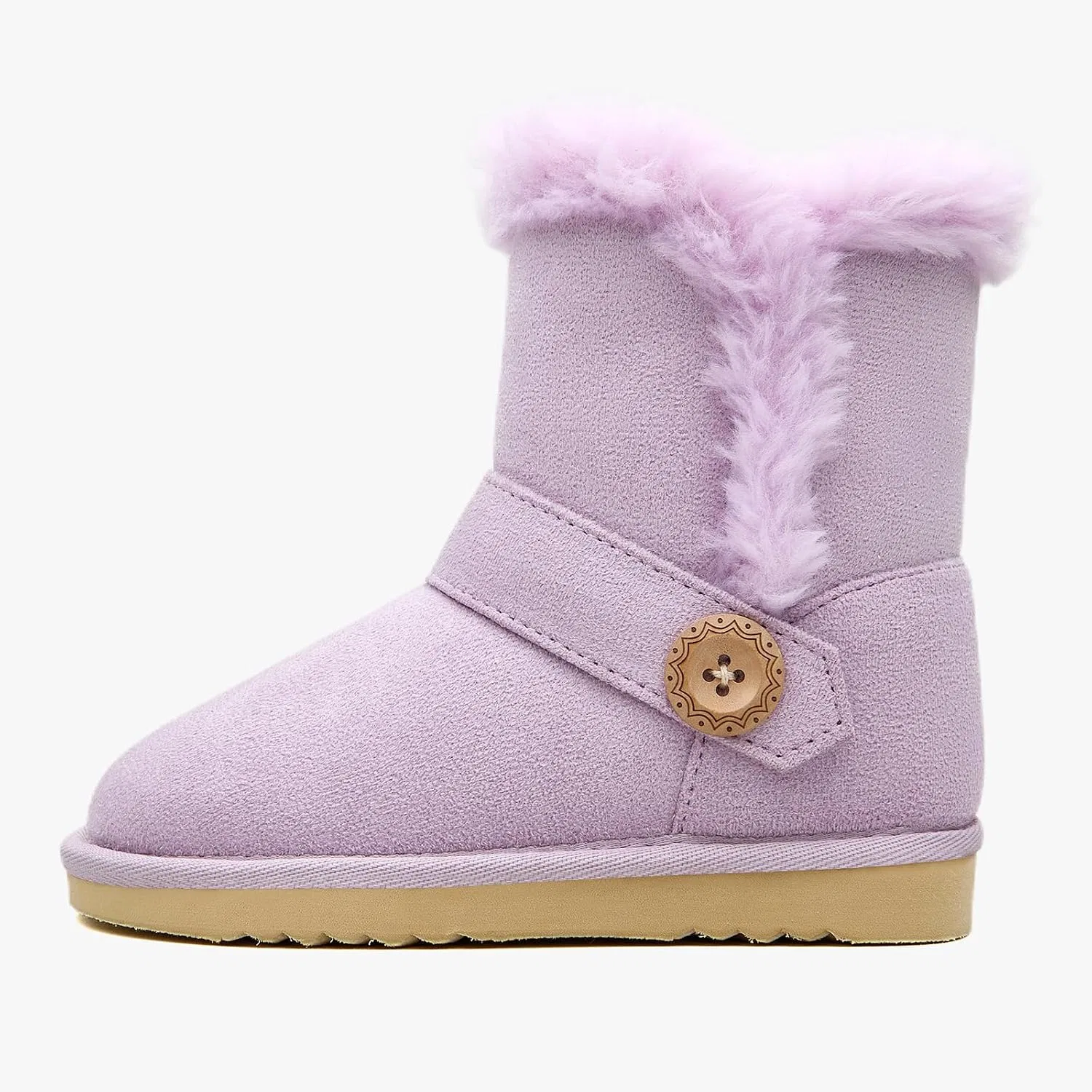 Детские сапоги для девочек на меху BlueKnot Winter Cold Weather Wood Button Warm Shearling Comfort, Purple — фото 4