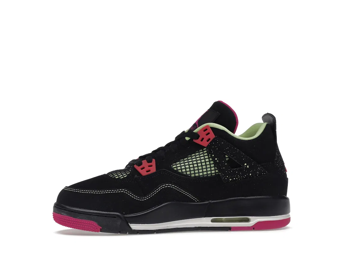 Детские кроссовки Lifestyle с принтом Jordan 4 Retro Jordan, Black/Fuschia Flash-Liquid Lm-White — фото 3