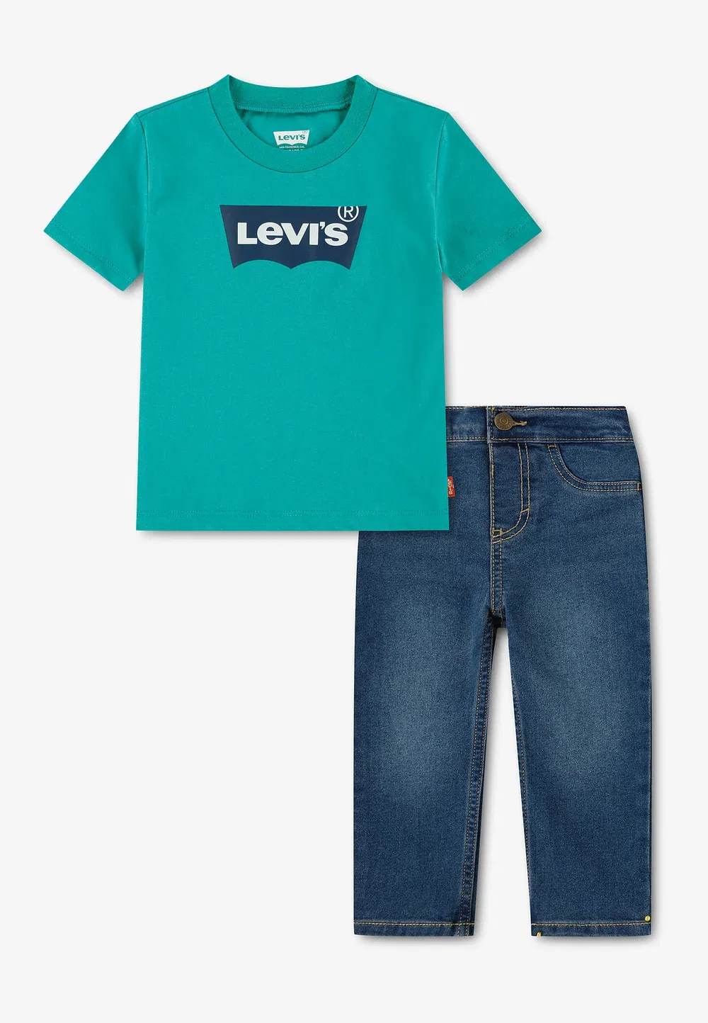 Комплект из футболки и джинсовых брюк с принтом Levi'S, Porcelain Green