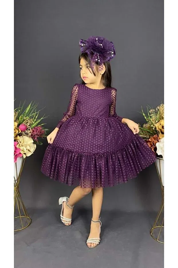 Детское платье для девочек кружевное kt-kt lace girl's dress sb306 damson S.T. Sebat Tekstil, Murdum