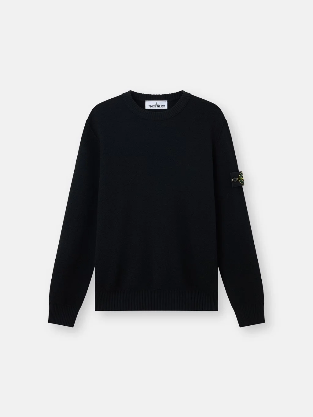 Мужской вязаный свитер  Stone Island Loose-fit Crewneck With Ribbed Trims, черный — фото 2