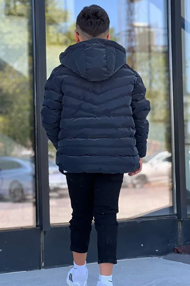 Детский зимнее пуховик на молнии с капюшоном Zaziko Kids, Navy Blue — фото 3