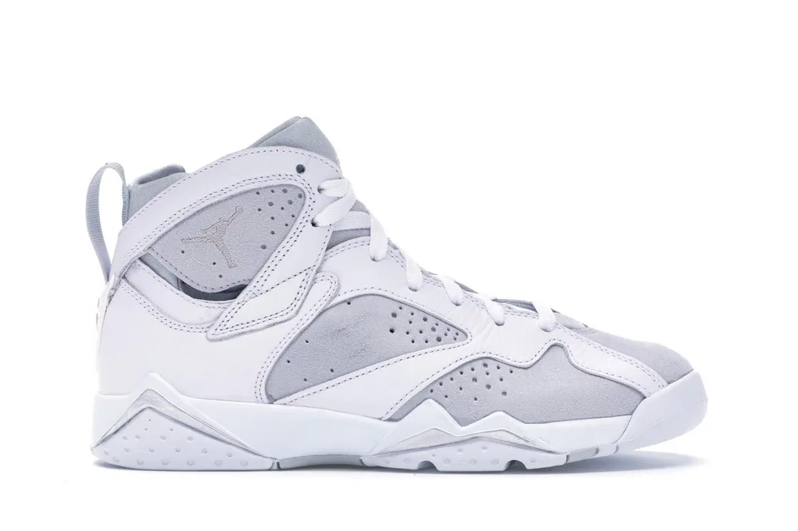 Детские кроссовки для мальчиков с высоким качеством Jordan 7 Retro Jordan, White/Metallic Silver-Pure Platinum