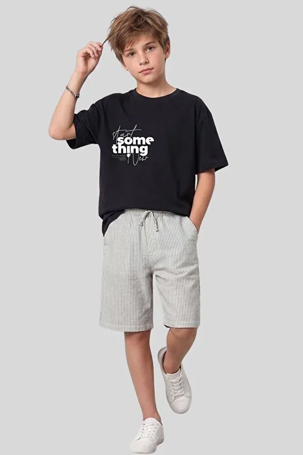 Детские шорты для мальчиков полосатые с завязками Ww Waka Waka Kids Store, Smoked — фото 3