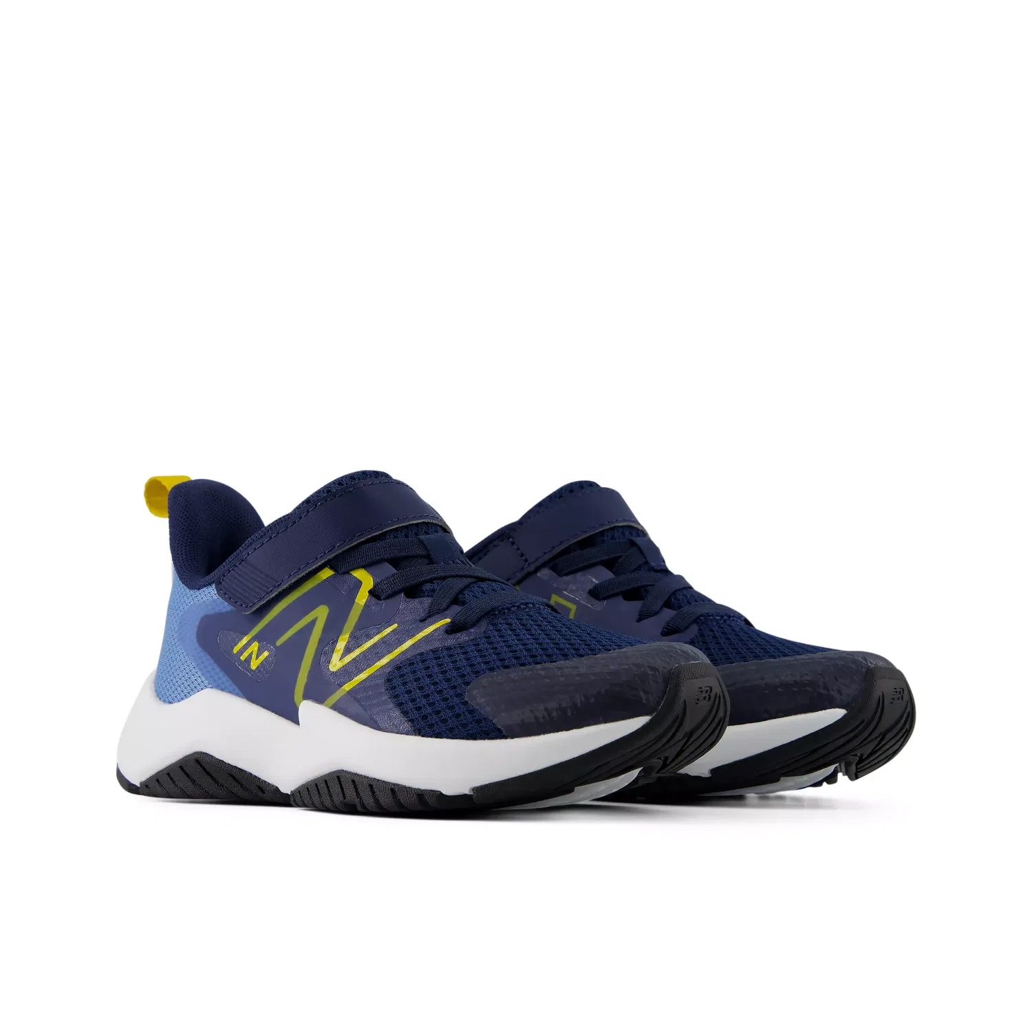 Детские кроссовки легкие дышащие RAV v2 Hook & Loop New Balance, Analog Blue With Nb Navy And Mars Yellow — фото 2