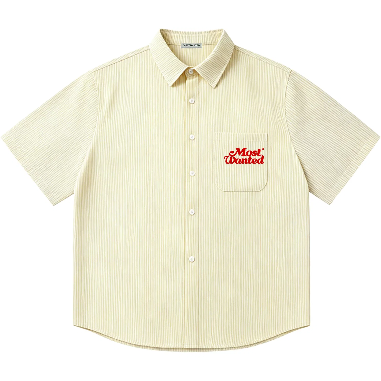 Детская рубашка с лацканами, в полоску Moderate, MostwantedLab, Yellow White Stripes