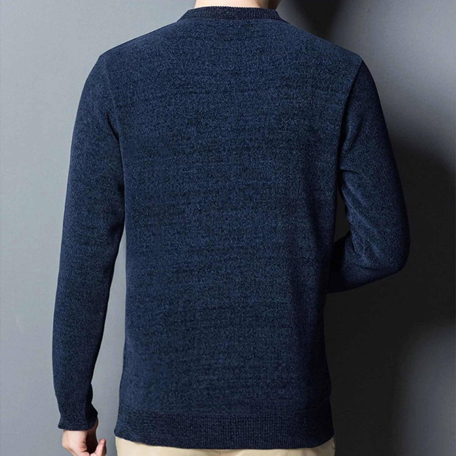 Мужской свитер с воротником-стойкой из флиса Slim Fit, Blue — фото 2