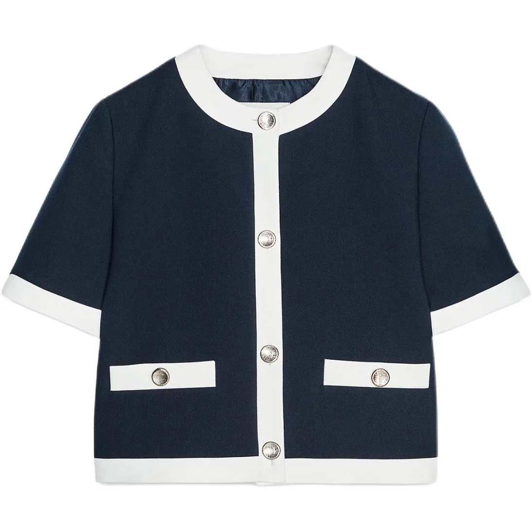 Женский деловой костюм с круглым вырезом, синий, ZARA, Sea Blue