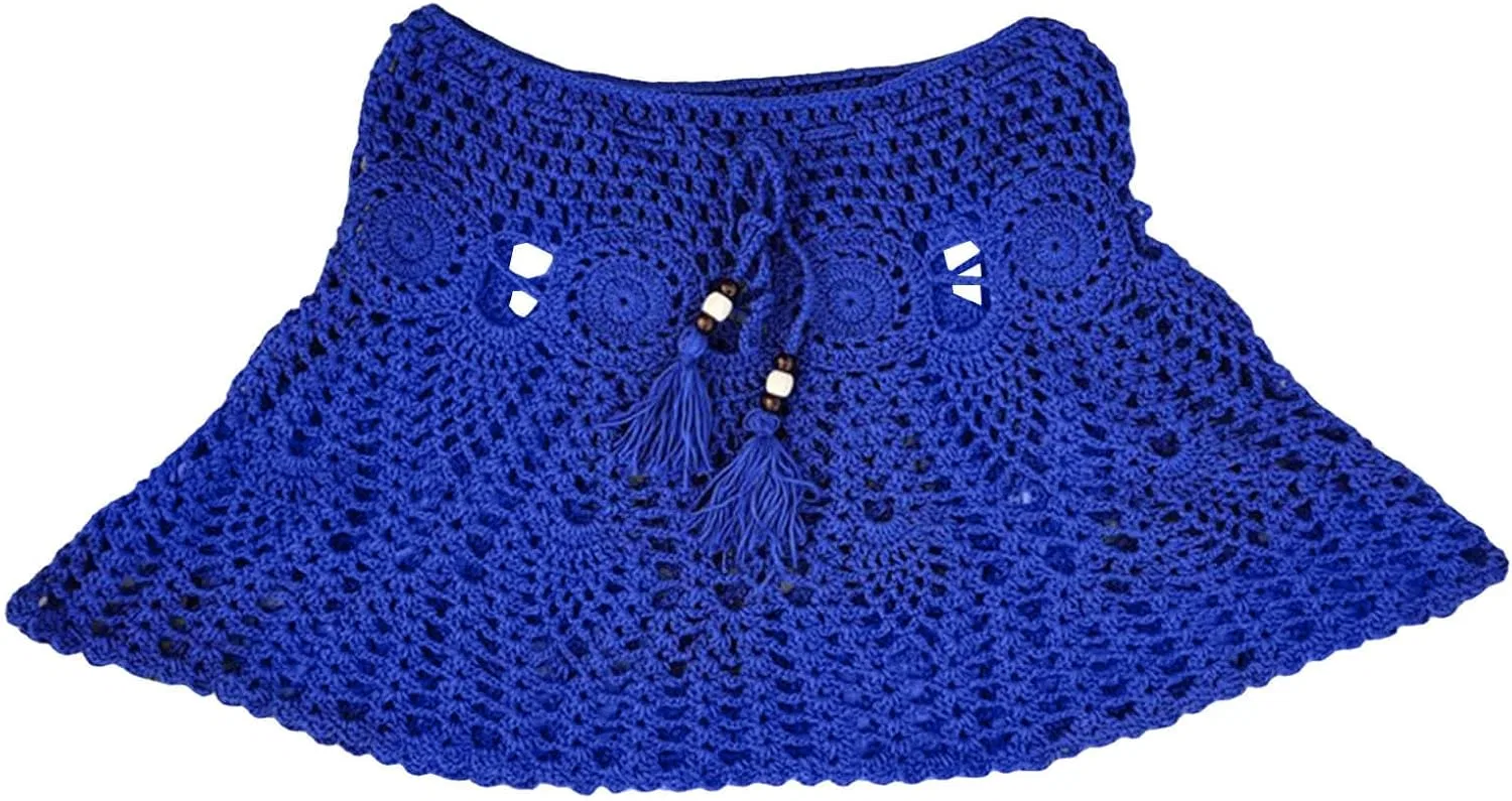Женская пляжная юбка с вязаным кружевом Crochet Beach Skirt, Blue — фото 3