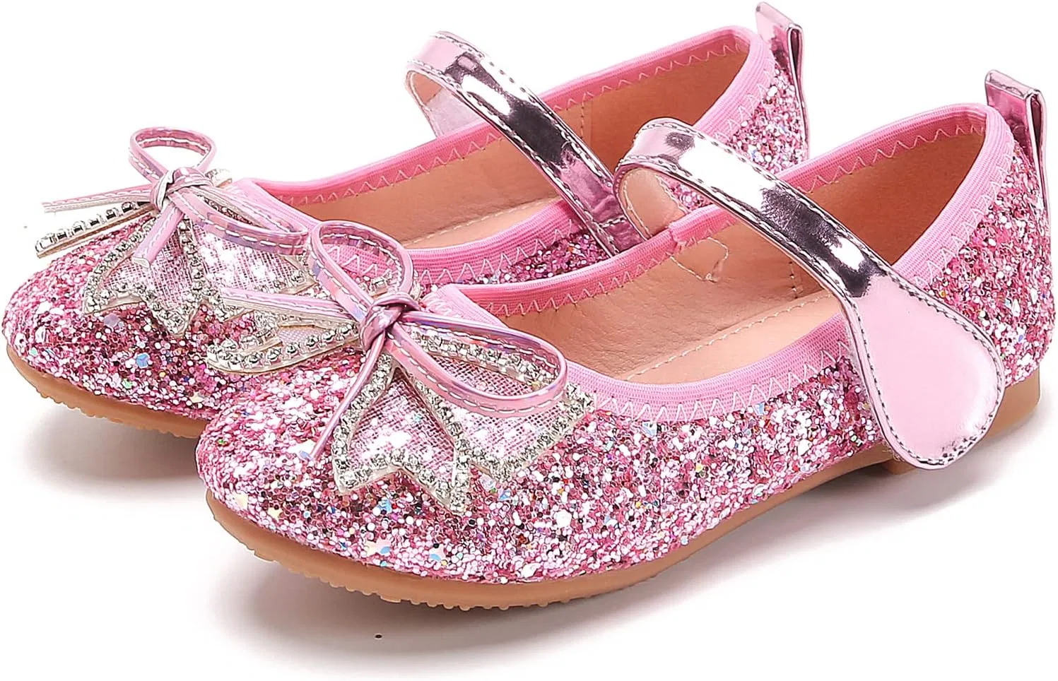 Детские балетки для девочек с блестками Unybwonn, Pink
