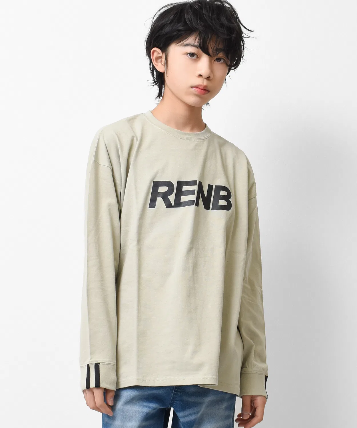 Детский лонгслив с принтом RENB RAT EFFECT, Grayish Beige