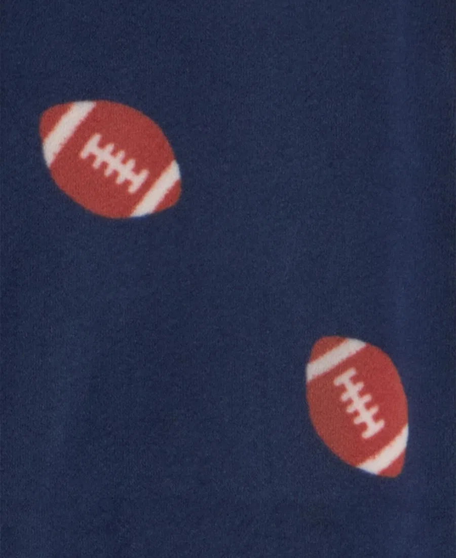Пижама-слип с закрытыми стопами и молнией, Carters Baby Boys' Football 2-Way Zip Dream Plush Snug-Fit Footed Pajama, Navy Blue — фото 4