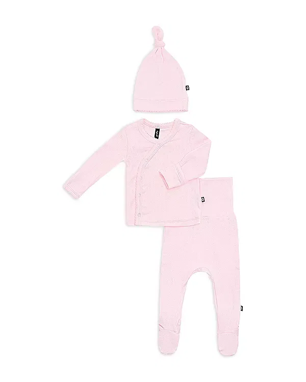 Детский комплект с ажурным узором для новорожденных Take Me Home Hat Top & Footed Pants Set Kyte Baby, Sakura