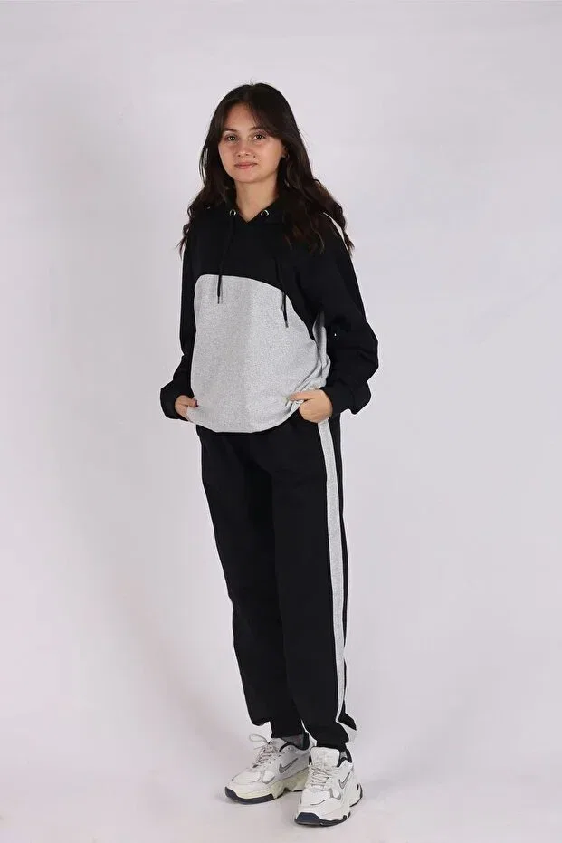 Детский спортивный костюм для девочек с капюшоном Armicem, Black-Gray