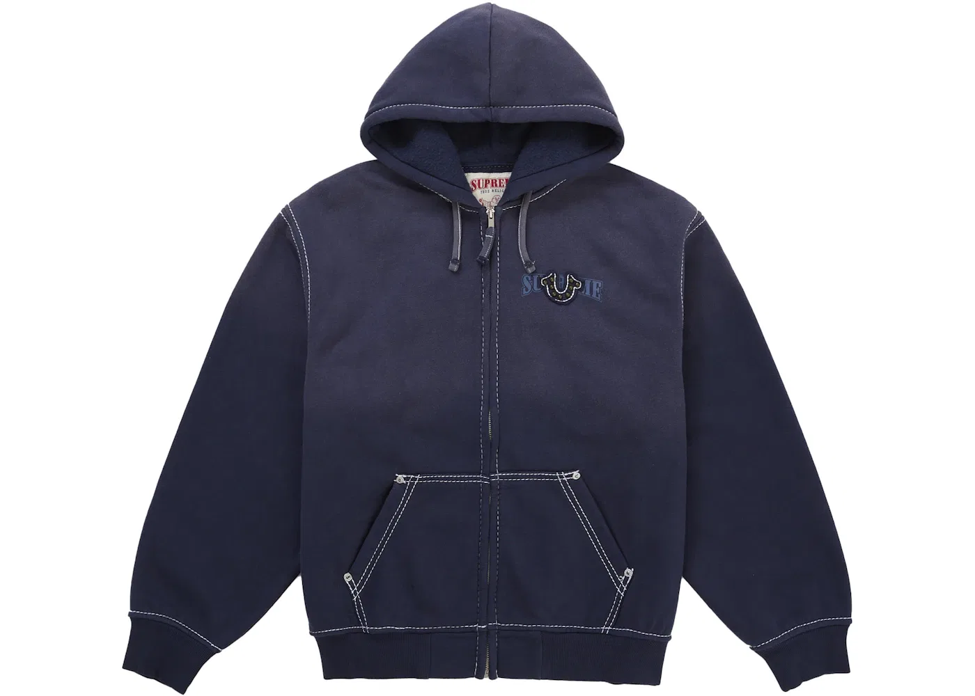 Мужская худи с принтом Supreme True Religion Zip Up Hooded Sweatshirt FW25 Supreme, Navy