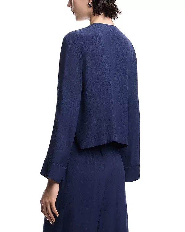 Женская блуза с длинным рукавом из жаккарда Emporio Armani, Mineral Blue — фото 3