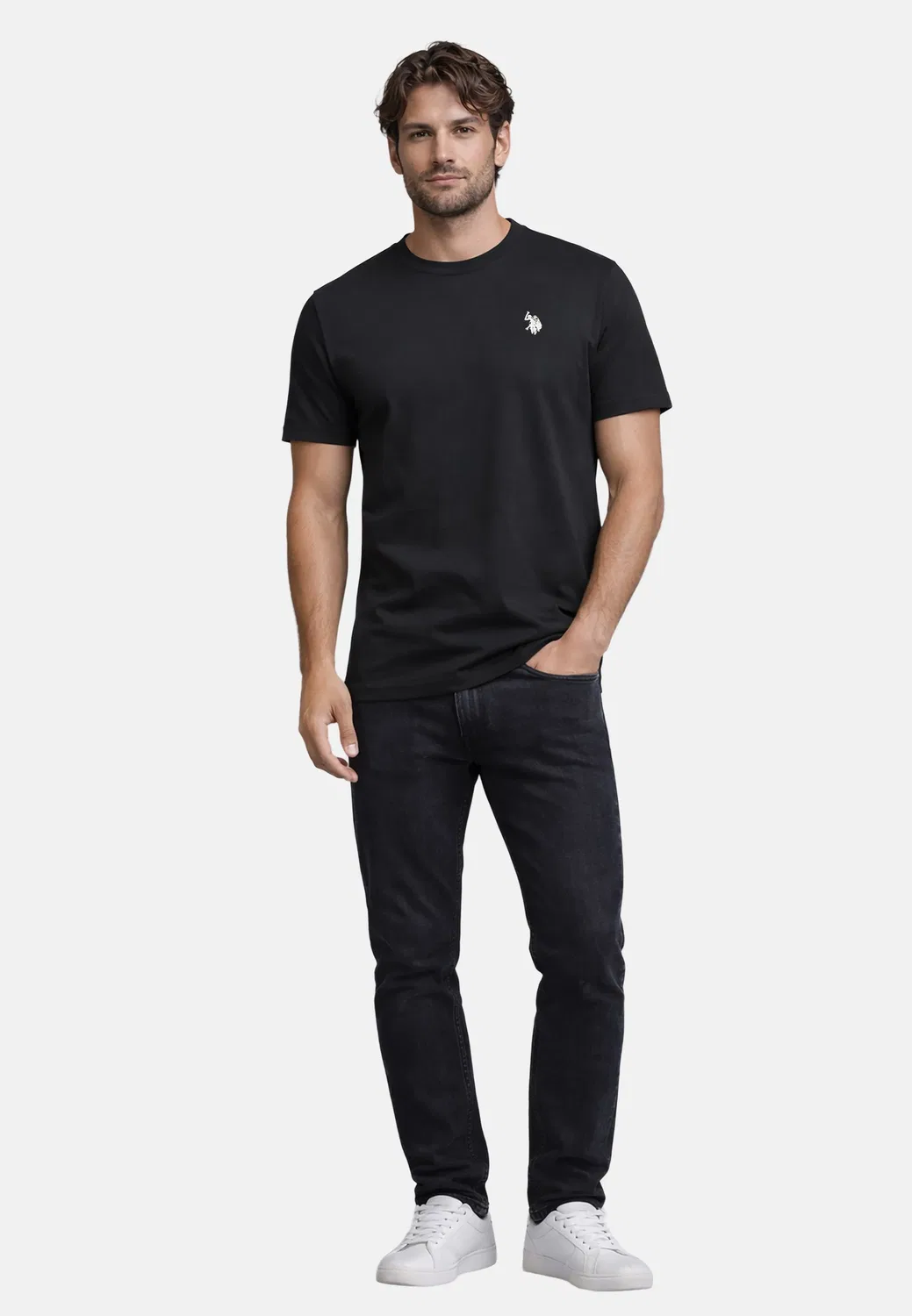Мужская хлопковая футболка P-030 U.S. Polo Assn., Black — фото 3