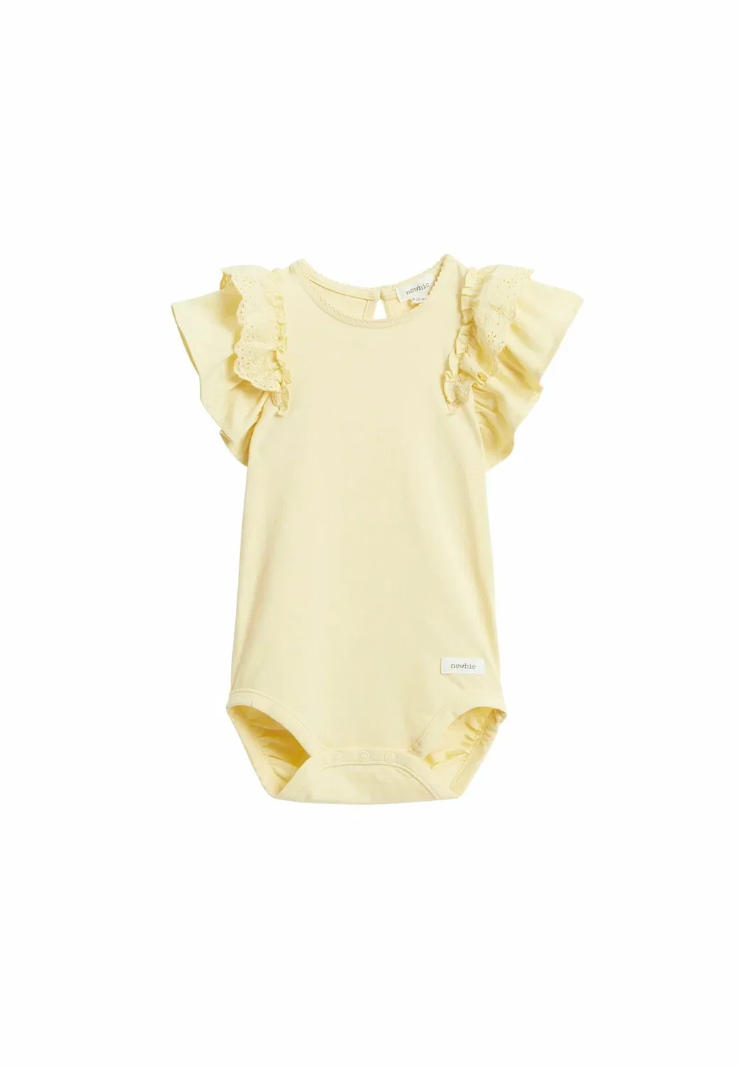 Боди с короткими рукавами и оборками, унисекс - боди Newbie, Yellow — фото 3