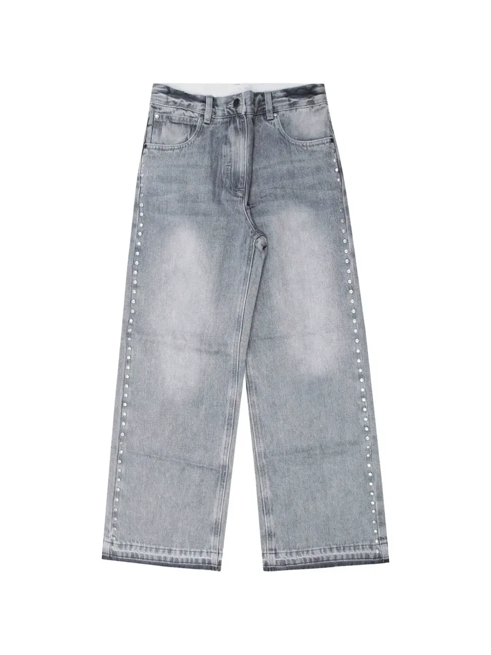 Расклешенные джинсы с заклепками Stella McCartney Kids, серый