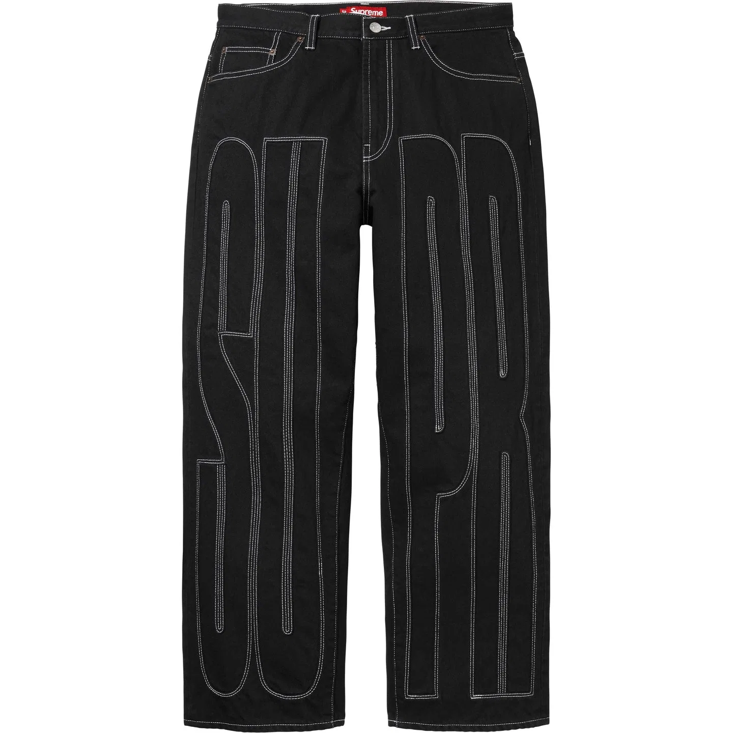 Джинсы свободного кроя с надписью Inset Spellout Baggy Jean Supreme