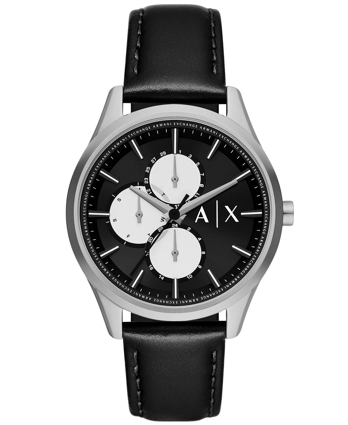 

Мужские кварцевые многофункциональные черные кожаные часы 42 мм Armani Exchange