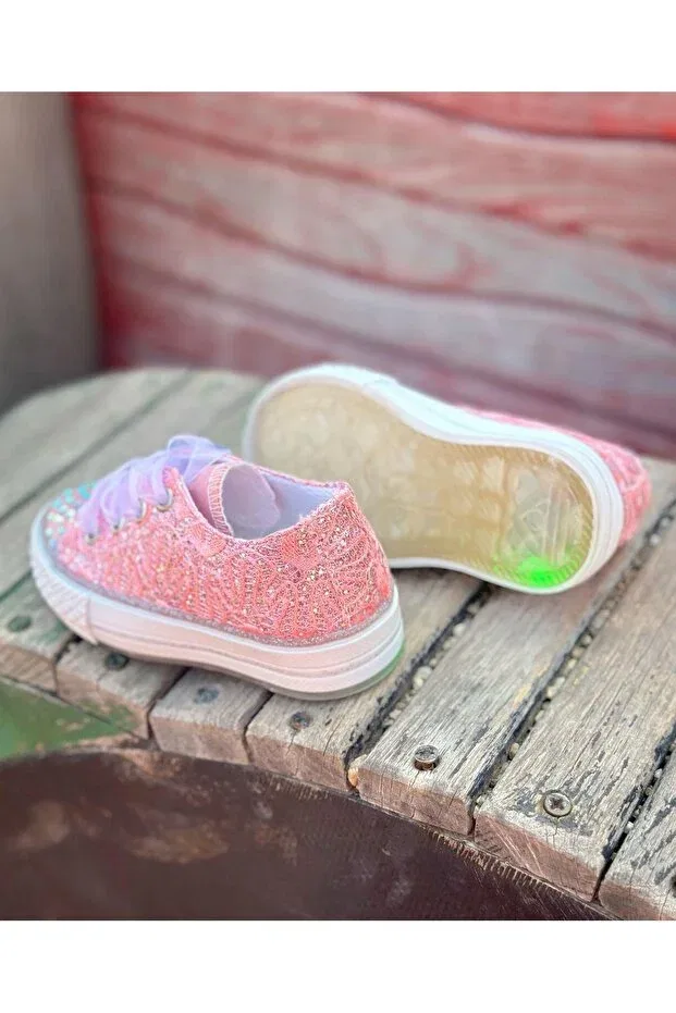 Детские повседневные туфли для девочек на плоской подошве Surpie Shoes, Pink — фото 3