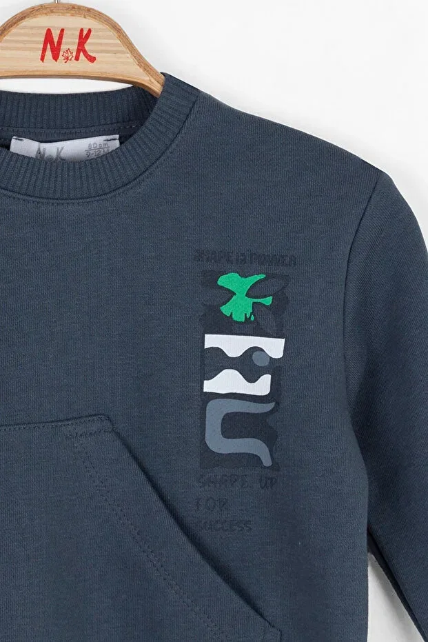 Детский комплект спортивного костюма для мальчиков с принтом Power Nk Kids, Indigo Green — фото 4
