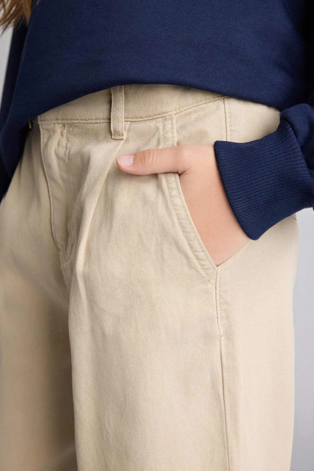 Брюки широкие с принтом Girl wide leg tencel Defacto, бежевый — фото 4