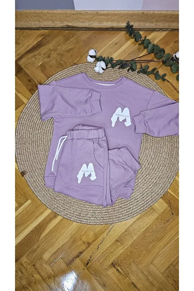 Детский комплект спортивного костюма с графическим принтом Butik, Purple — фото 2
