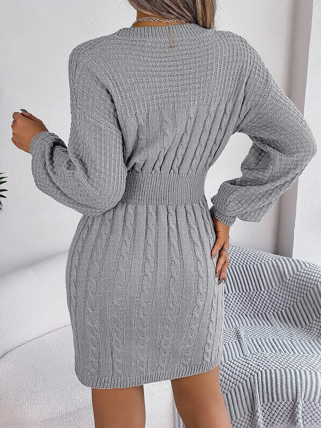 Женское облегающее платье-свитер с принтом, модель Cute Mini Bodycon Knit Dress — фото 3