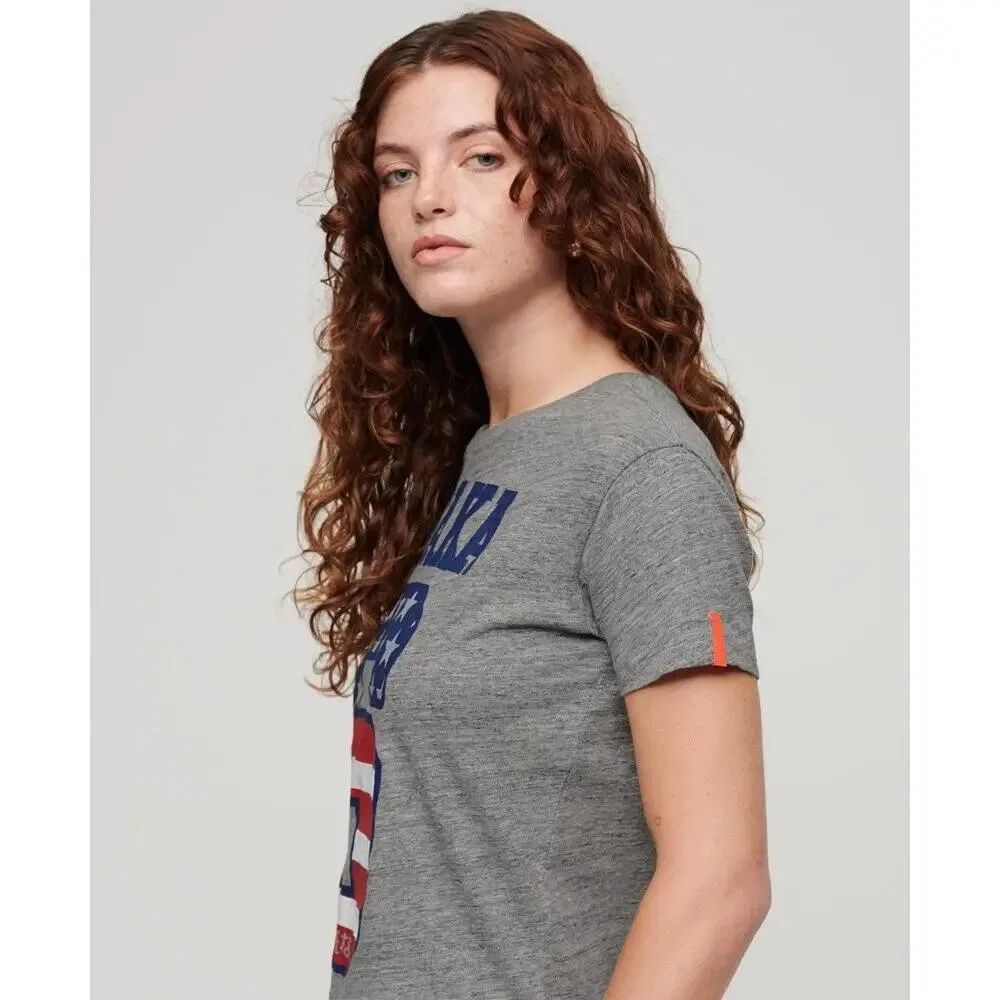 Женская футболка с принтом Superdry 90& Osaka 6, Grau — фото 4