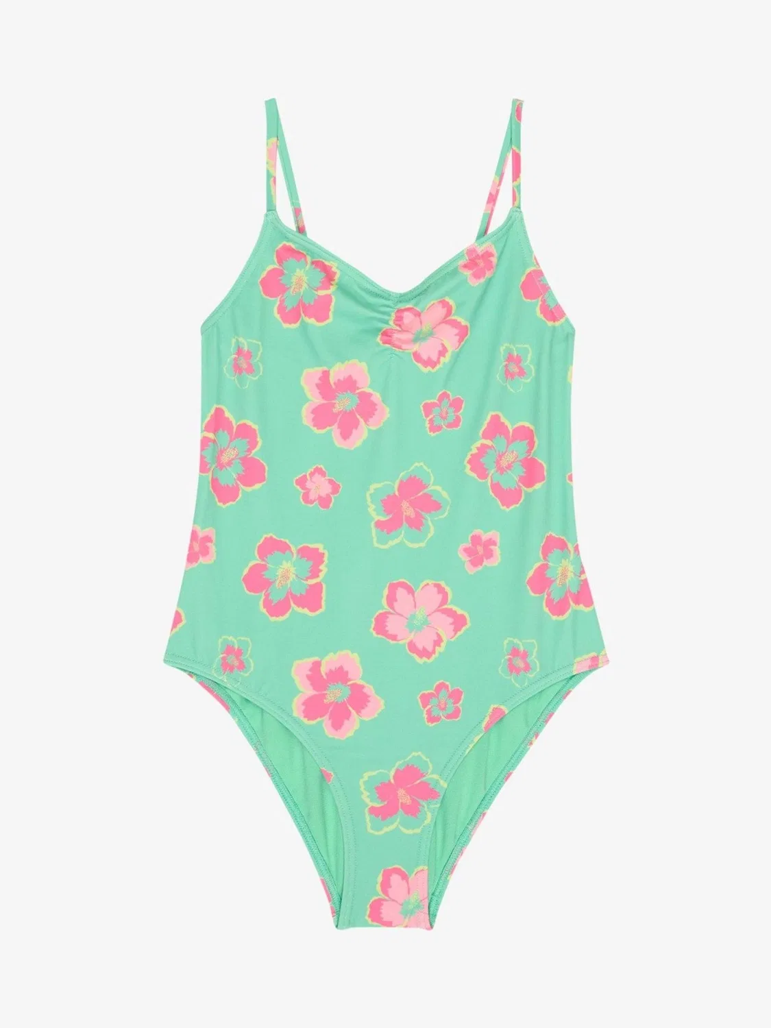 Купальник слитный Roxy Green Floral Tropicool Ruffle, зеленый