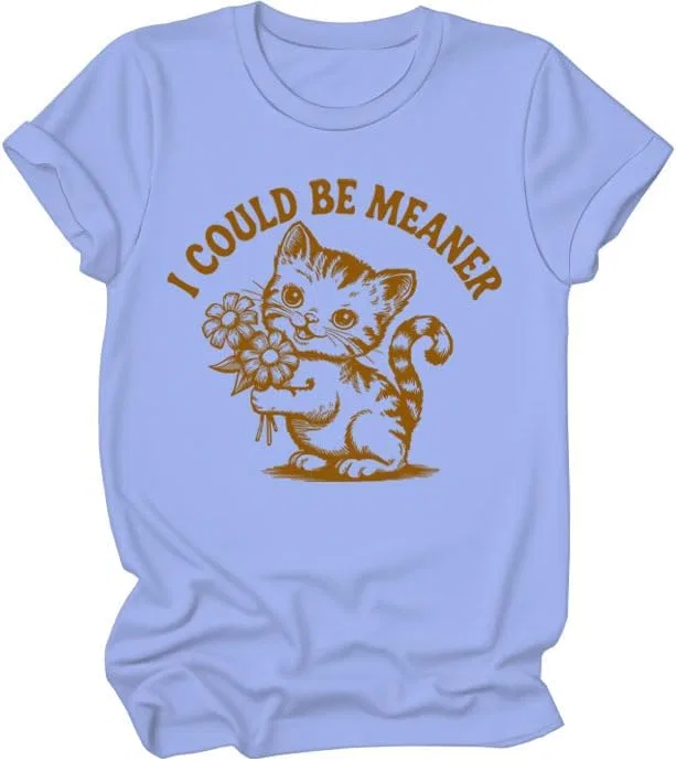 Футболка с принтом I Could Be Meaner, Sky Blue