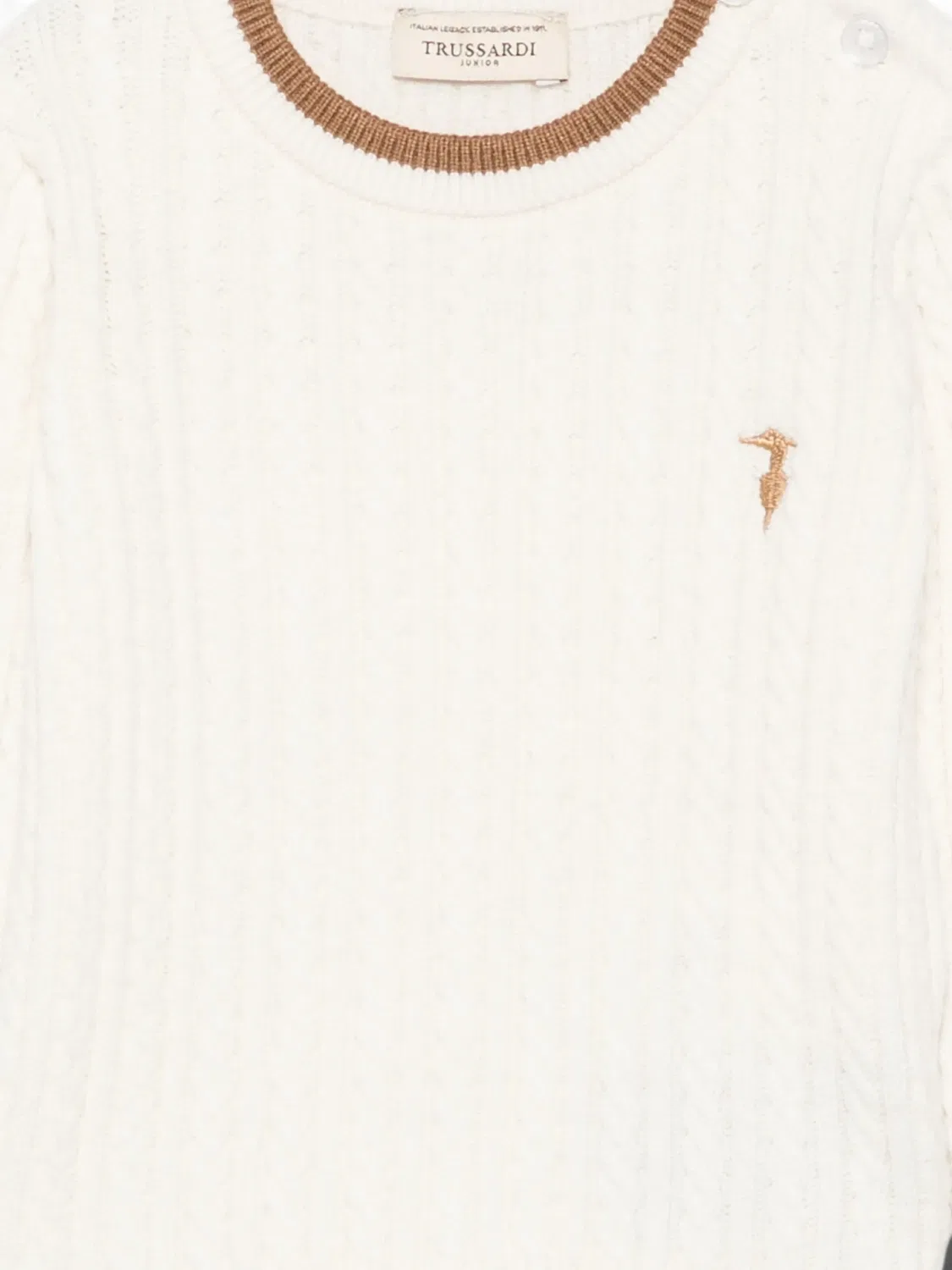 Свитер фактурной вязки Trussardi Junior, нейтральные цвета — фото 3