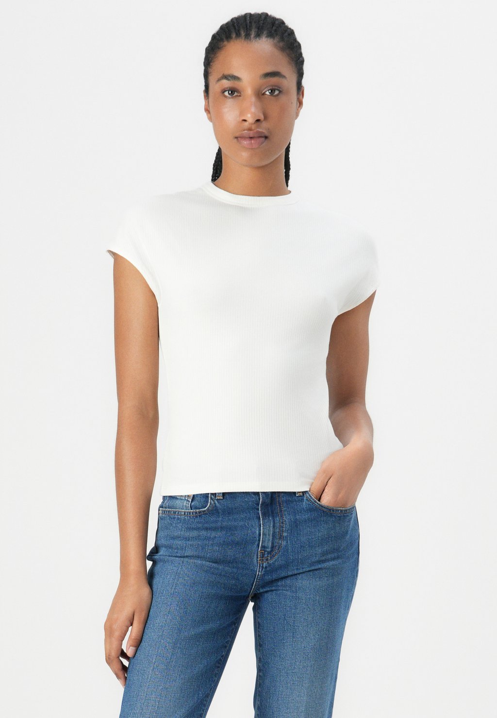 Базовая футболка SLIM TEE Tommy Hilfiger, кремовый — фото 4